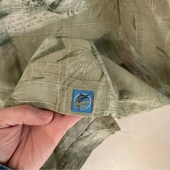 Bermuda Bay Men's Vintage Green Tropical 100% Silk Button Down Shirt Sz XXL GUC - Picture 7 of 8